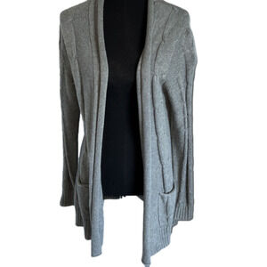 Grey long knit sweater Petite Large extra cozy pockets